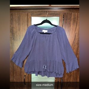 dark blue long sleeve blouse